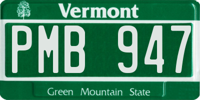VT license plate PMB947