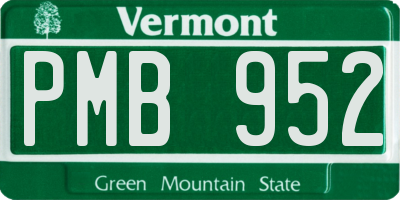 VT license plate PMB952