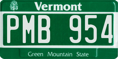 VT license plate PMB954
