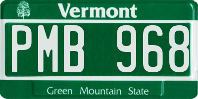 VT license plate PMB968
