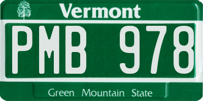 VT license plate PMB978
