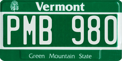 VT license plate PMB980