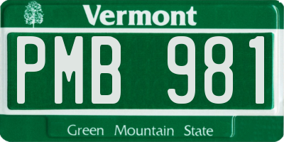 VT license plate PMB981