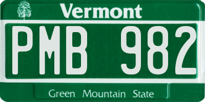 VT license plate PMB982