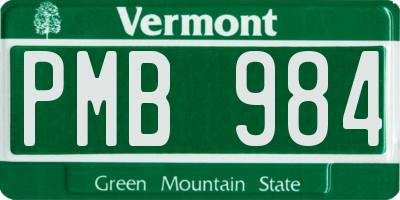 VT license plate PMB984