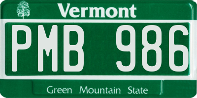 VT license plate PMB986
