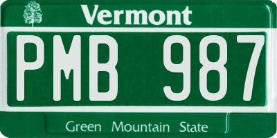 VT license plate PMB987