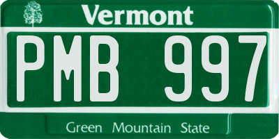 VT license plate PMB997