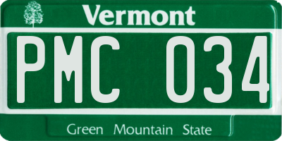 VT license plate PMC034