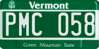 VT license plate PMC058