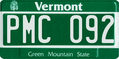 VT license plate PMC092
