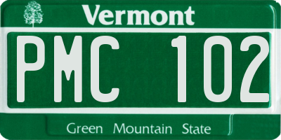 VT license plate PMC102