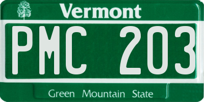 VT license plate PMC203