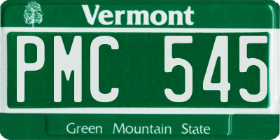 VT license plate PMC545