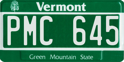 VT license plate PMC645