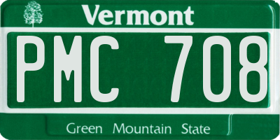 VT license plate PMC708
