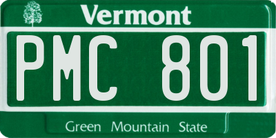 VT license plate PMC801