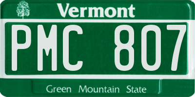 VT license plate PMC807