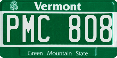 VT license plate PMC808