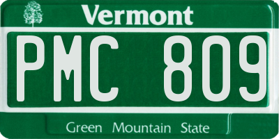 VT license plate PMC809