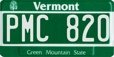 VT license plate PMC820