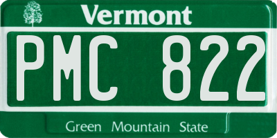 VT license plate PMC822