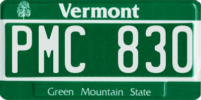 VT license plate PMC830