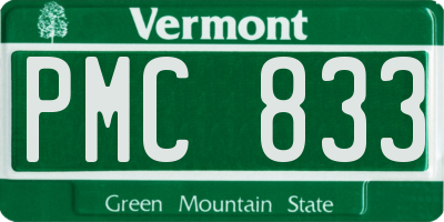 VT license plate PMC833