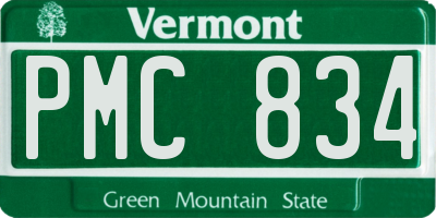 VT license plate PMC834