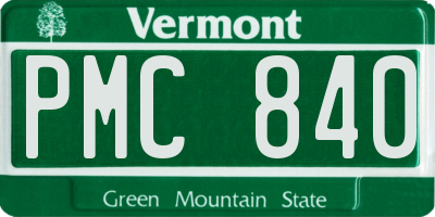 VT license plate PMC840