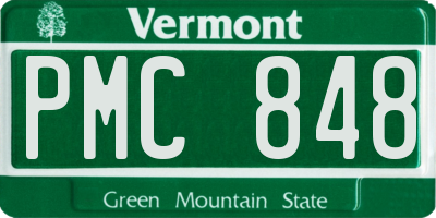 VT license plate PMC848