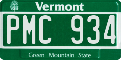 VT license plate PMC934