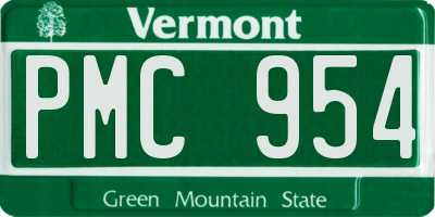 VT license plate PMC954