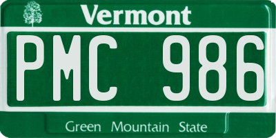 VT license plate PMC986