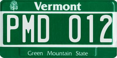 VT license plate PMD012