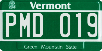 VT license plate PMD019
