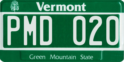VT license plate PMD020