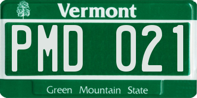 VT license plate PMD021