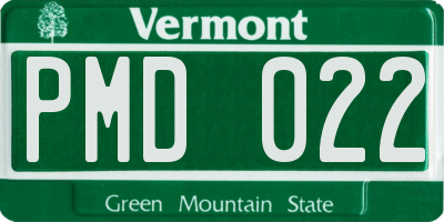 VT license plate PMD022