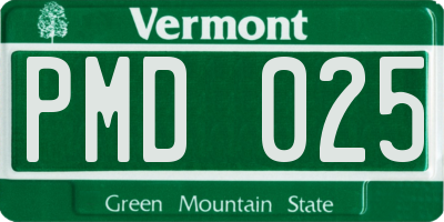 VT license plate PMD025