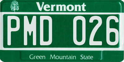 VT license plate PMD026