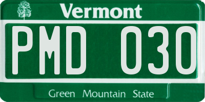 VT license plate PMD030