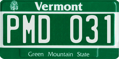 VT license plate PMD031