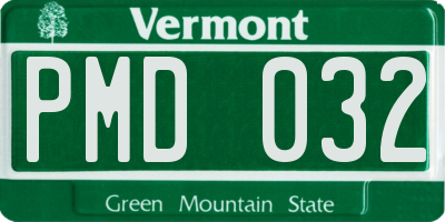 VT license plate PMD032