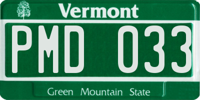 VT license plate PMD033