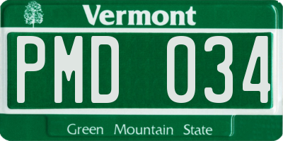 VT license plate PMD034