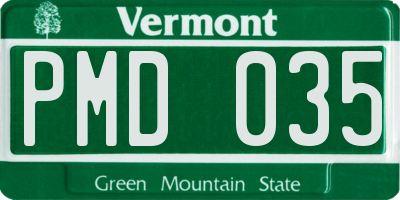 VT license plate PMD035