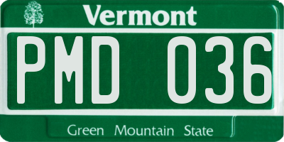 VT license plate PMD036