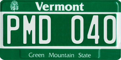VT license plate PMD040