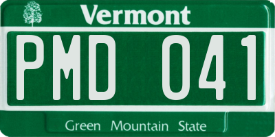 VT license plate PMD041
